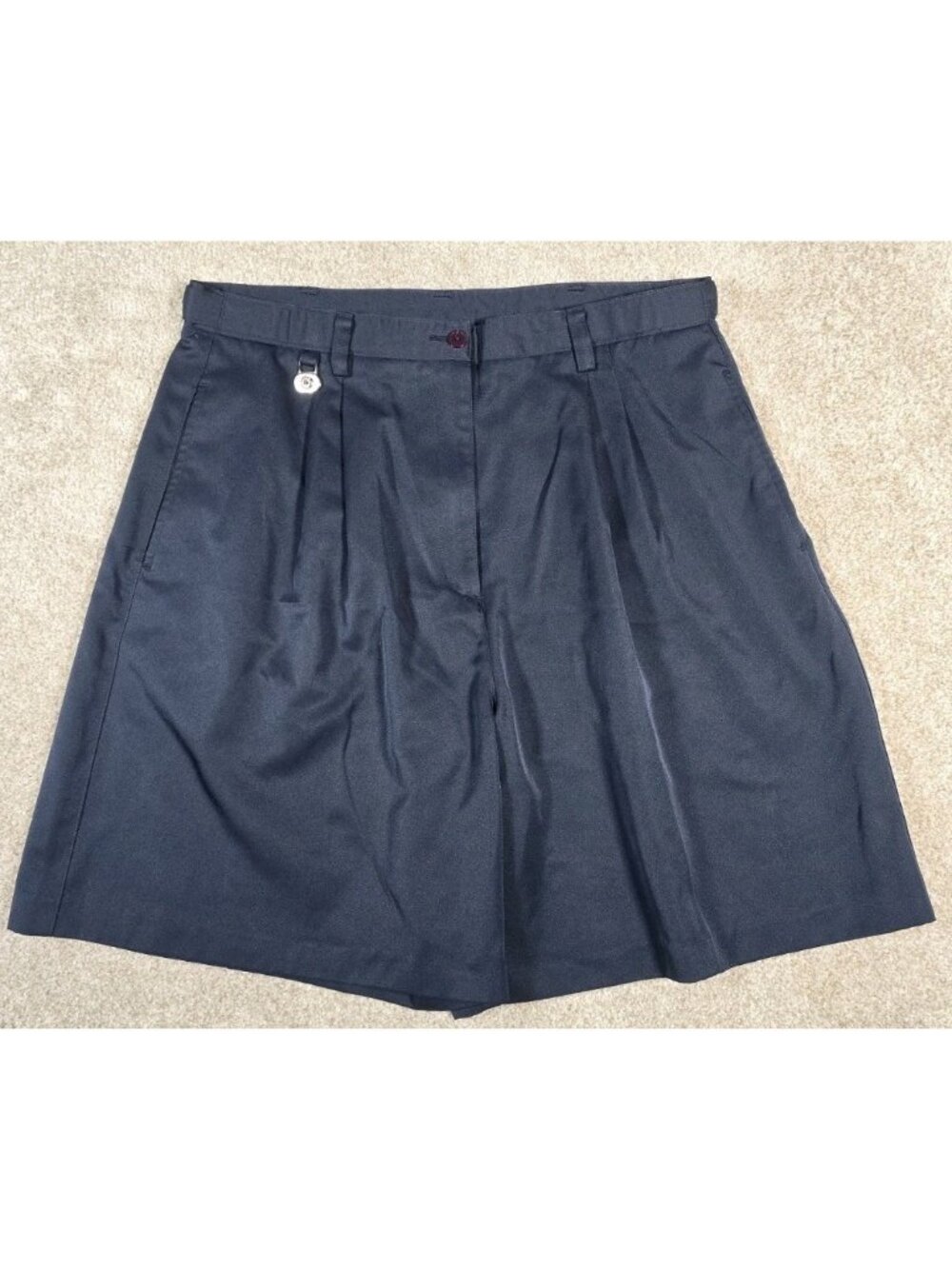 Coral Bay Golf Shorts High Waisted Pleated Navy Blue 7.5" Inseam Women's Size 16